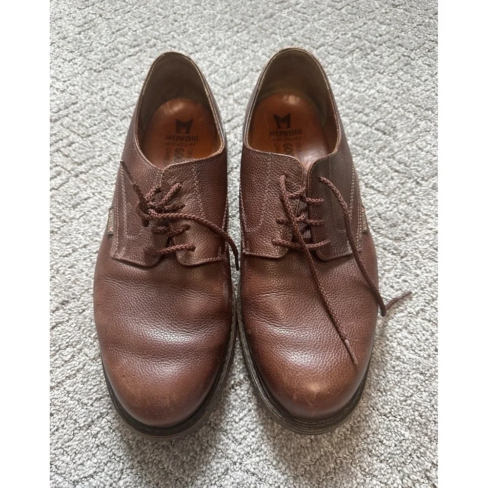 Mephisto Air-Relax Brown Pebbled Leather Goodyear Welted Derby Shoes Mens 8